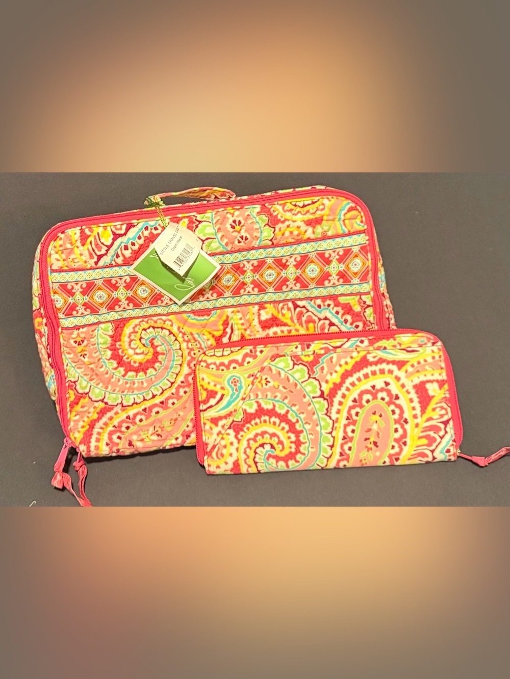 Vera Bradley RETIRED Capri Melon Design Travel/Toiletry Bag & Travel Wallet